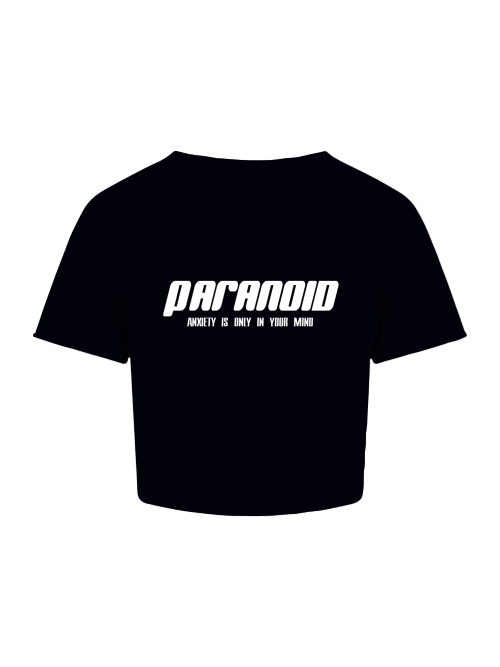 Paranoid Basic Crop Top White Print